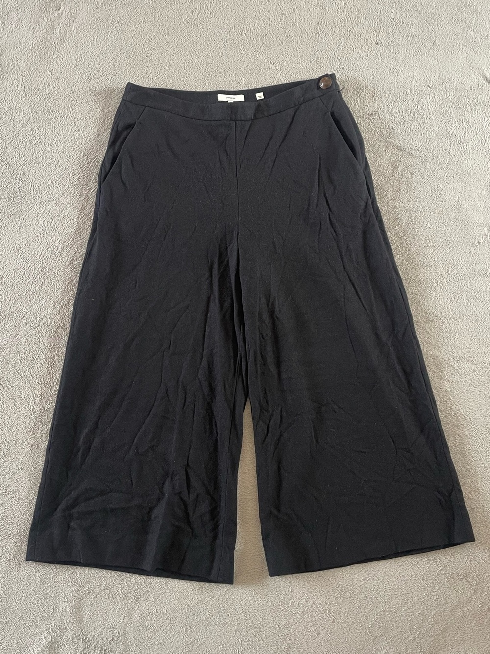 Vince High Rise Wide Leg Cropped Wool Culottes Pants Sz 12 Office Dark Romantic